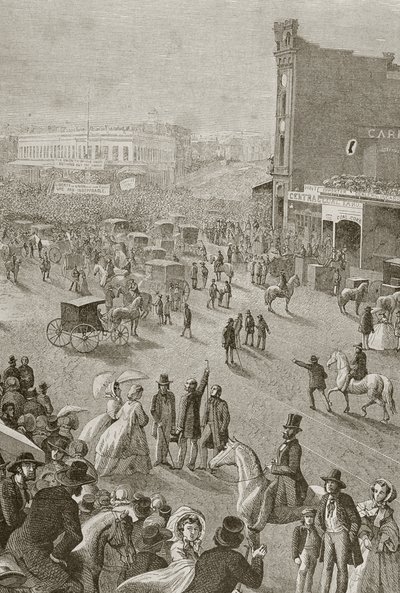 Una reunión callejera en la década de 1850, San Francisco, de 